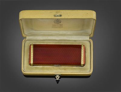 Appraisal: Faberg A silver-gilt and gold strawberry red enamel box Workmaster