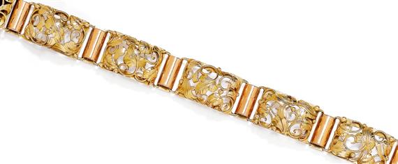 Appraisal: GOLD BRACELET ca Yellow and red gold g Attractive bracelet