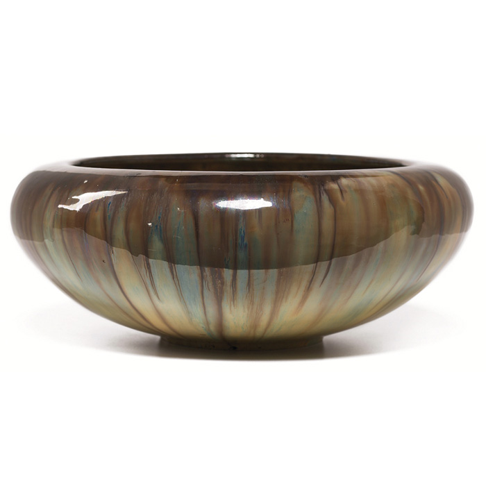 Appraisal: Fulper bowl large form covered with a brown blue and