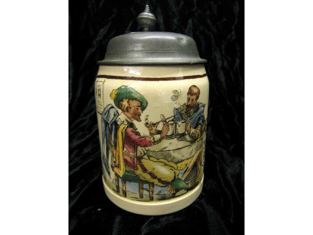 Appraisal: Mettlach Stein liter P U G style tavern scene