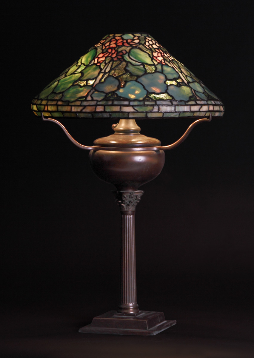 Appraisal: Sgn Tiffany Studios NY Geranium Table Lamp Shade signed Tiffany