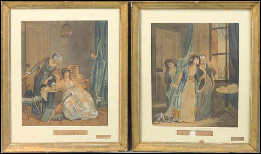 Appraisal: PAIR OF ENGLISH WATERCOLOR ILLUSTRATIONS S W RUFSELL The Mother