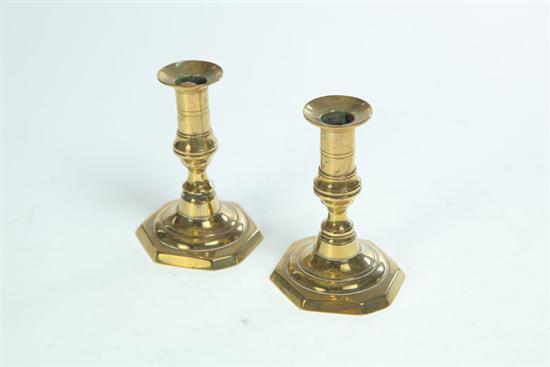 Appraisal: PAIR OF BRASS CANDLESTICKS European or American mid th century