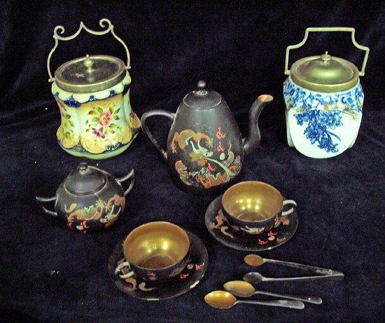 Appraisal: A Japanese papier mache tea and coffee set for two