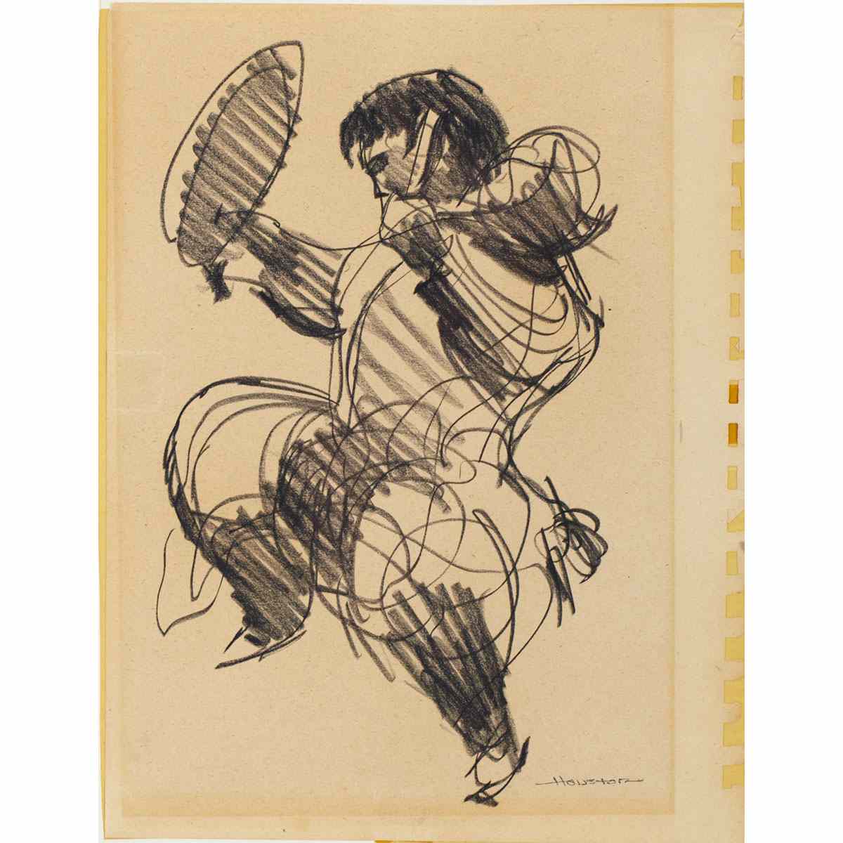 Appraisal: JAMES ARCHIBALD HOUSTON - UNTITLED DRUM DANCER unframed signed at