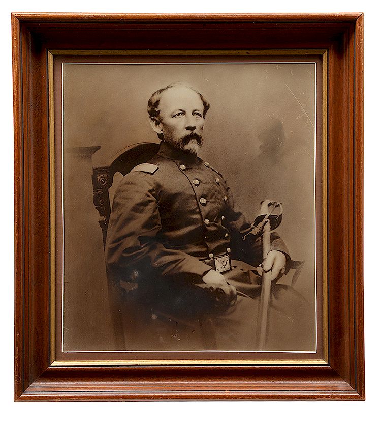 Appraisal: Albumen photograph Civil War Union officer with sword Albumen photograph