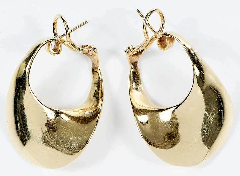 Appraisal: kt Earrings hoop-style design stamped K yellow gold - x