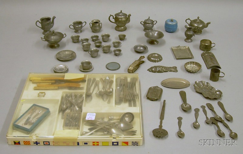 Appraisal: Doll's Metal Table and Kitchenware late th early th century