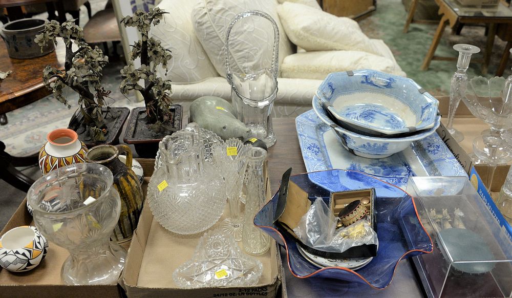 Appraisal: Large Lot to include pair of Chinese trees art glass