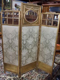 Appraisal: Neoclassical style three part dressing screen circa executed in giltwood