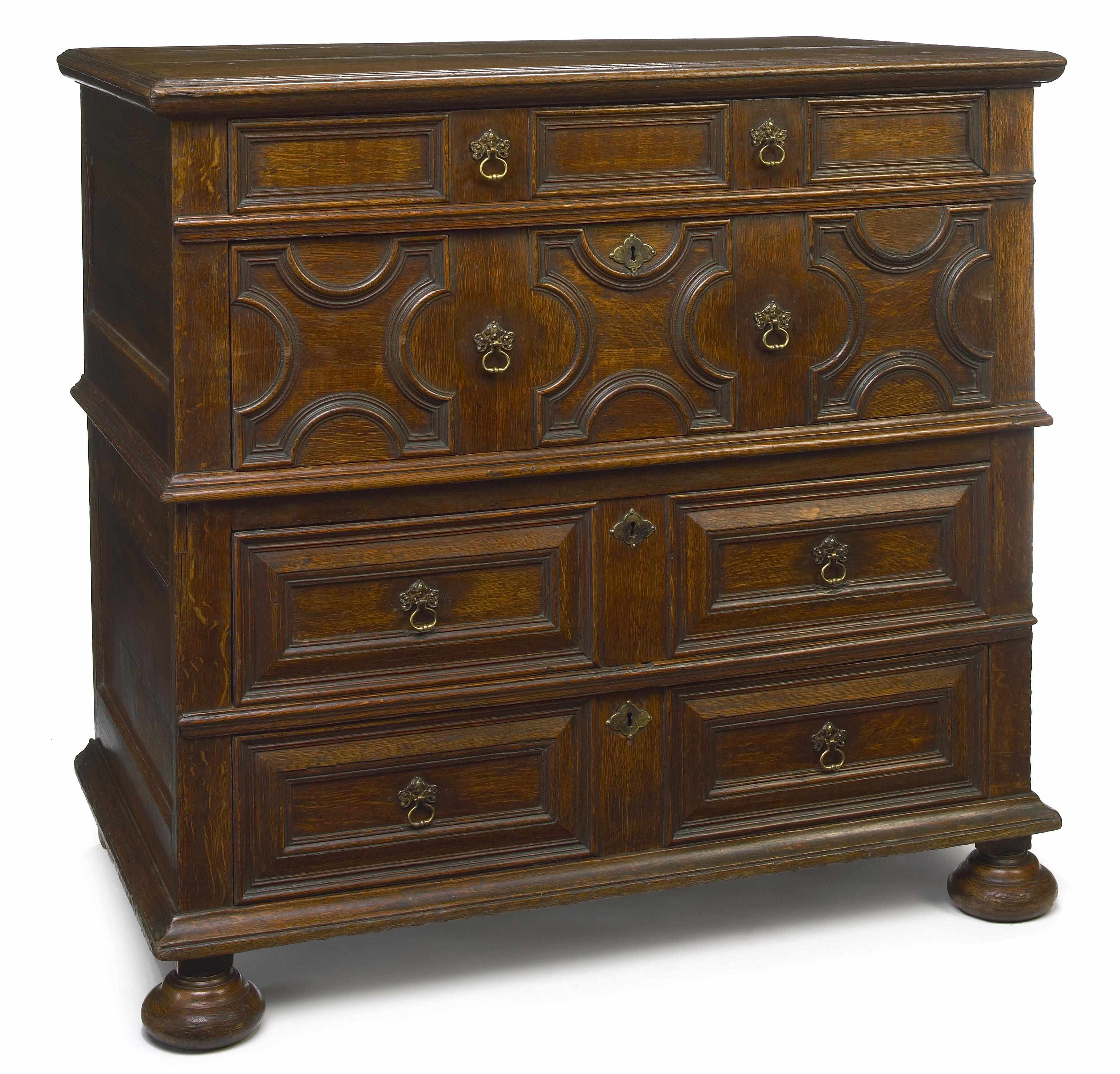 Appraisal: A Charles II oak molded front chest fourth quarter th