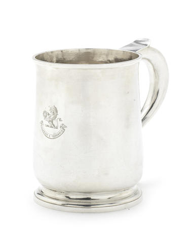 Appraisal: A George II provincial silver mug makers mark 'SB' below