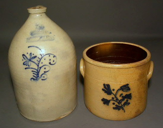 Appraisal: Two-gallon stoneware jug Somerset Pottery Works h and a stoneware