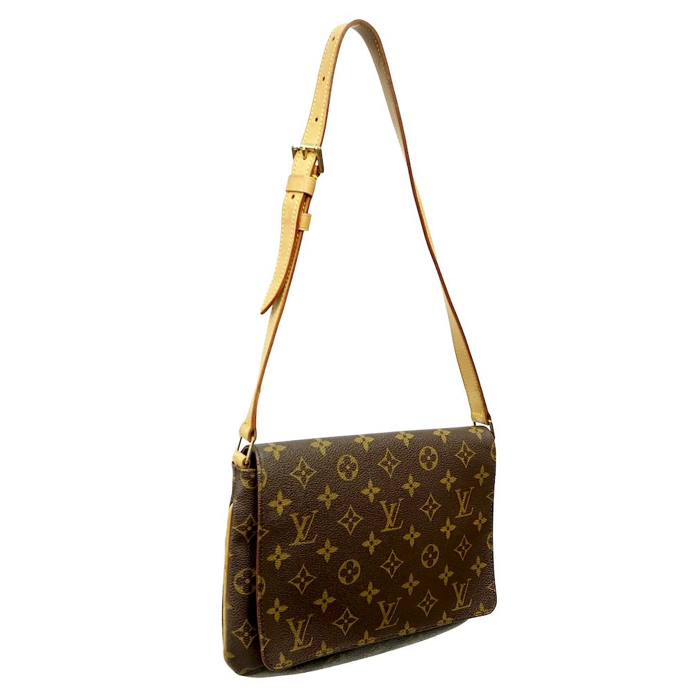 Appraisal: Louis Vuitton Brown Canvas Monogram Musette Tango Louis Vuitton Brown