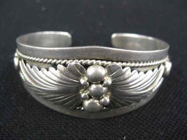 Appraisal: Indian Sterling Silver Bracelet fancy design cuff style grams