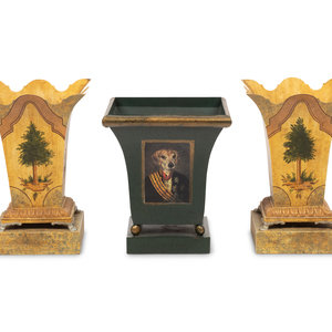 Appraisal: Three T le Jardini res th Century comprising a pair