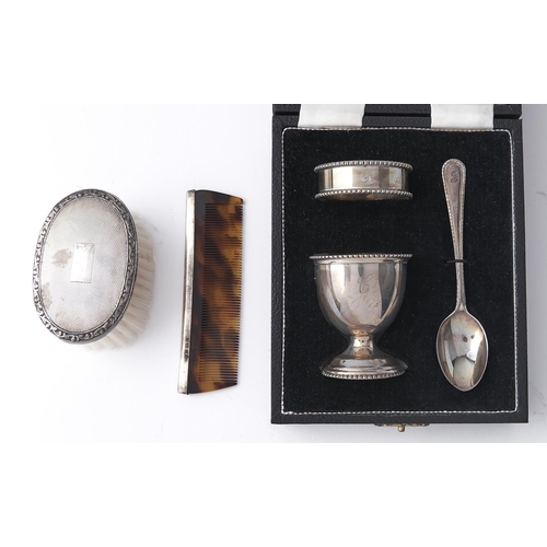 Appraisal: An Elizabeth II silver child's brush and comb set engine