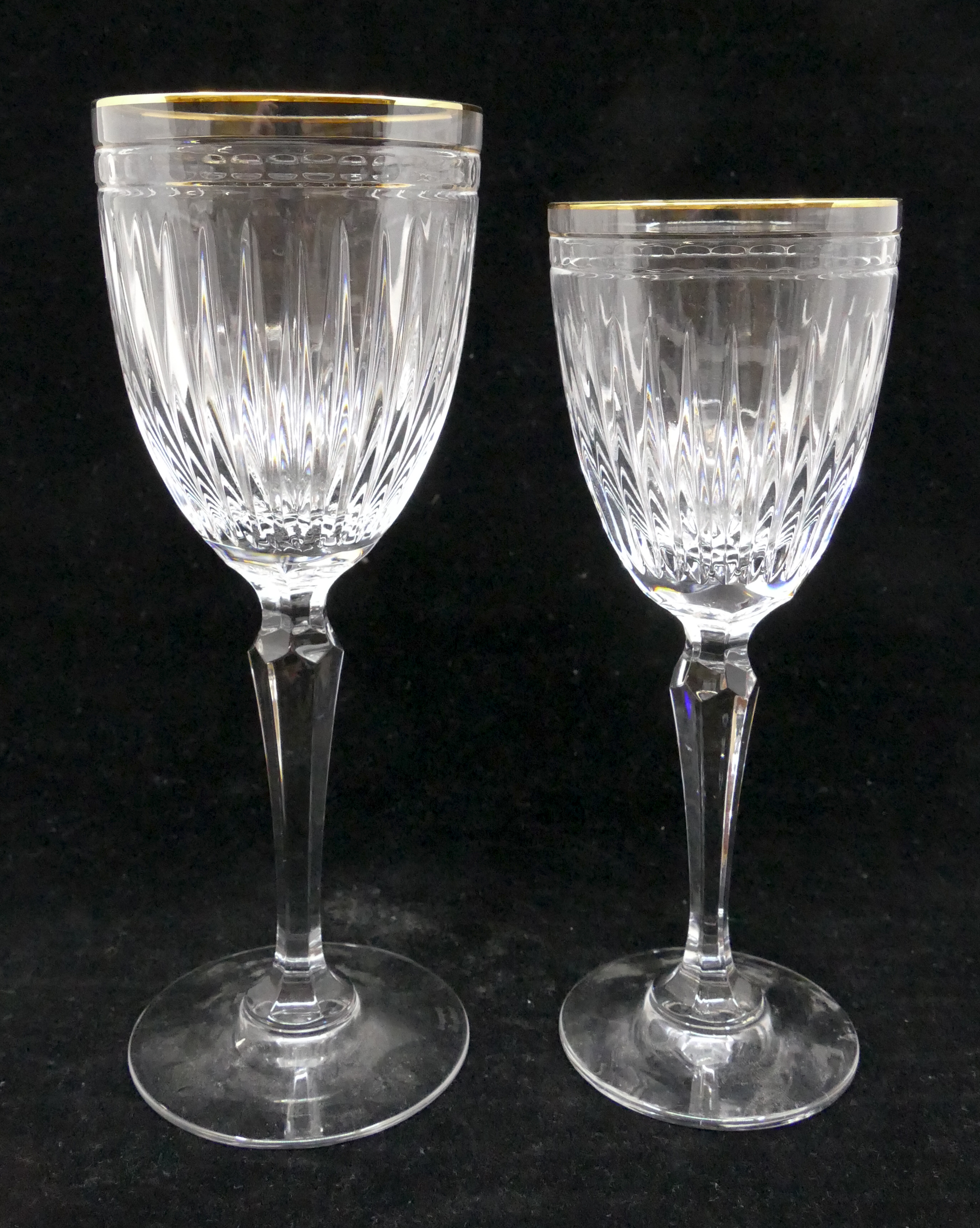 Appraisal: pc Marquis by Waterford Crystal 'Hanover Gold' Pattern Wine Glasses