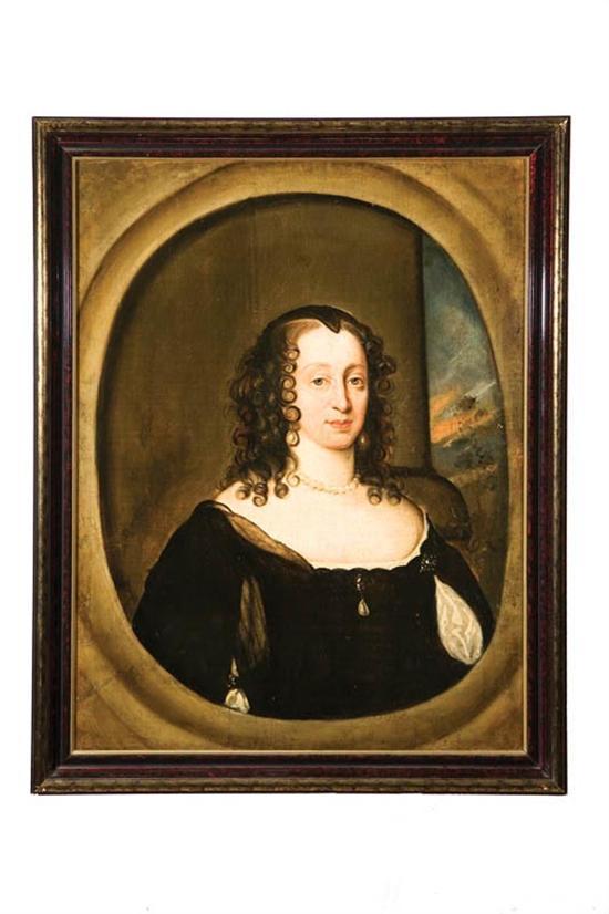 Appraisal: PORTHOLE PORTRAIT OF A LADY EUROPEAN TH CENTURY Oil on