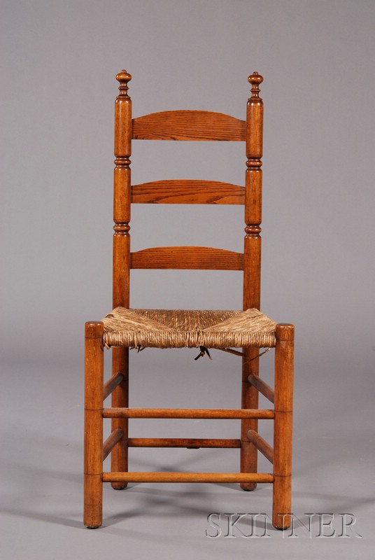 Appraisal: Maple and Chestnut Slat-back Side Chair Wallace Nutting th century