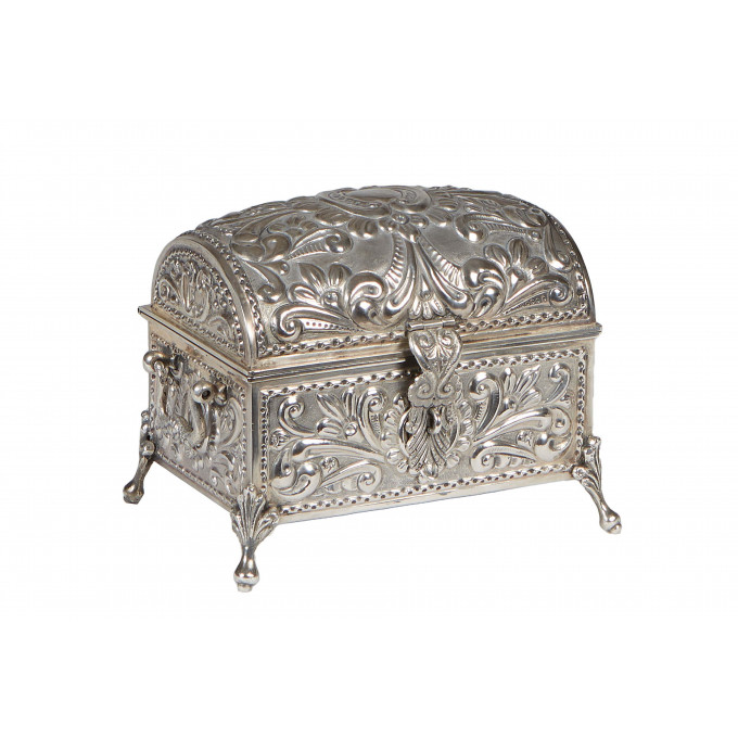 Appraisal: Peruvian Hand Made Sterling Silver Casket th c with repousse