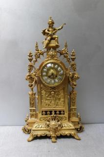 Appraisal: French Dore Bronze Cathedral Style Figural Clock From an East