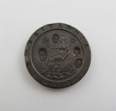 Appraisal: George III 'Cartwheel' Twopence the reverse with four counterstamps perhaps