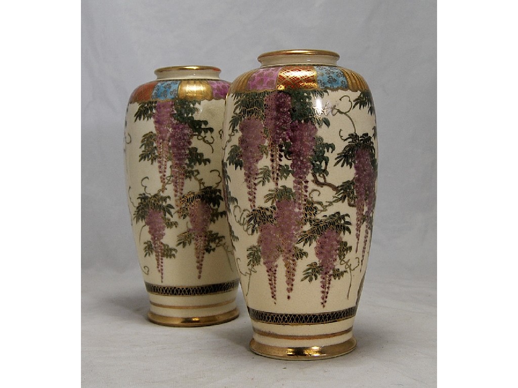 Appraisal: Pair of Japanese Satsuma ovoid vases finely painted and gilded