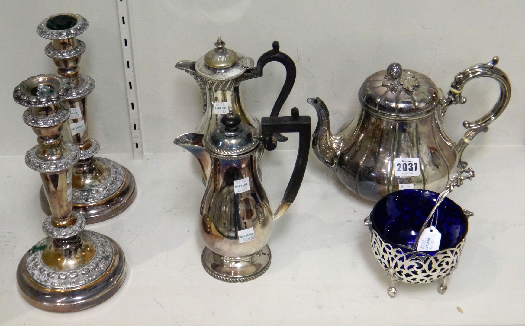 Appraisal: Plated wares comprising a teapot two hot water jugs a