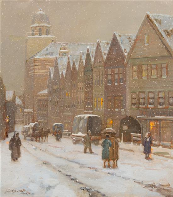 Appraisal: Sale Lot Jacob Dooyewaard Dutch - Snowy Evening oil on