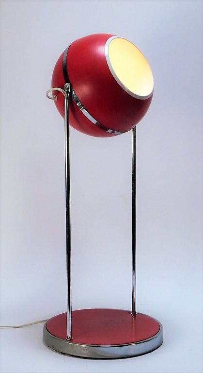 Appraisal: Mid Century Modern MCM Red Eyeball Table Lamp United States