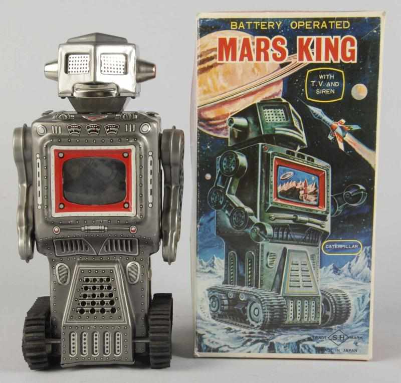 Appraisal: Tin Litho Mars King Robot Battery-Op Toy Description Japanese Working