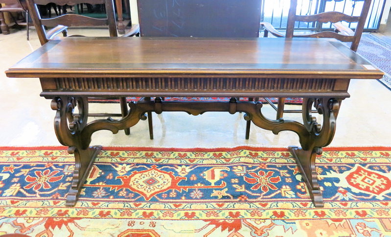 Appraisal: TWO-TONE WALNUT SOFA TABLE Berkey Gay Furniture Co Grand Rapids