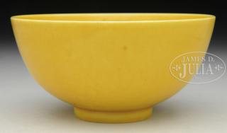 Appraisal: YELLOW GLAZED PORCELAIN BOWL th century China The bowl with