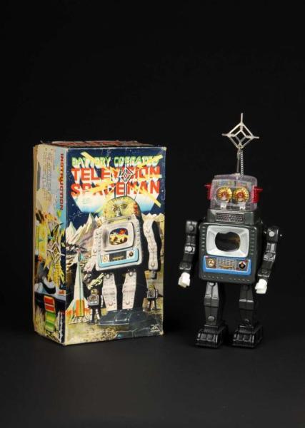 Appraisal: Tin Television Space Man Description Japanese Made by Alps Plastic