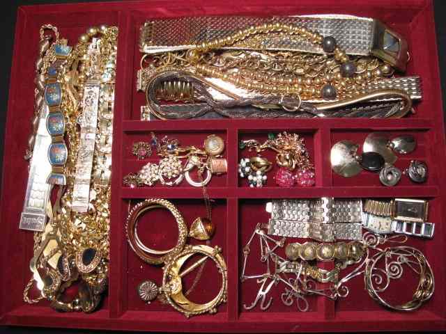 Appraisal: Tray lot assorted ladies costume jewelry Brands such as Joan