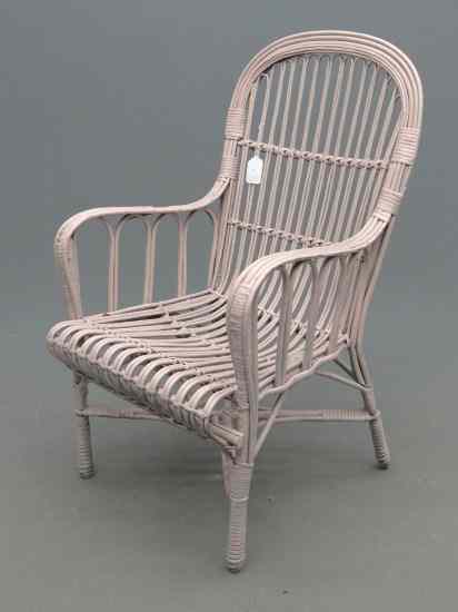 Appraisal: Vintage rattan chair '' Seat Ht '' Overall Ht