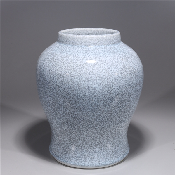 Appraisal: Chinese blue crackle glazed porcelain vase H x D approx