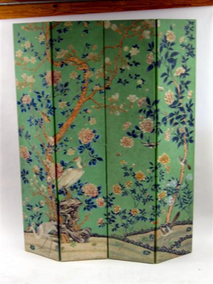 Appraisal: Continental four-panel painted floor screen early th century Each panel