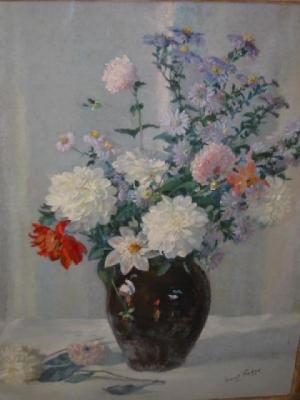 Appraisal: ERNEST FORBES Flower Piece signed on board label verso x