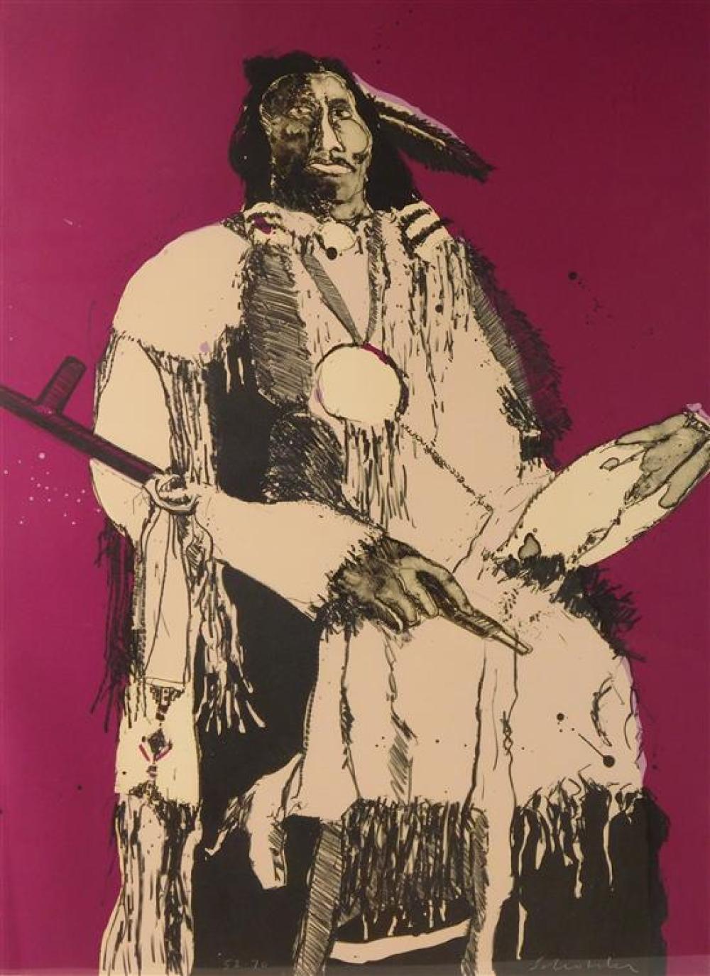 Appraisal: Fritz Scholder Native American - lithograph male figure holding a