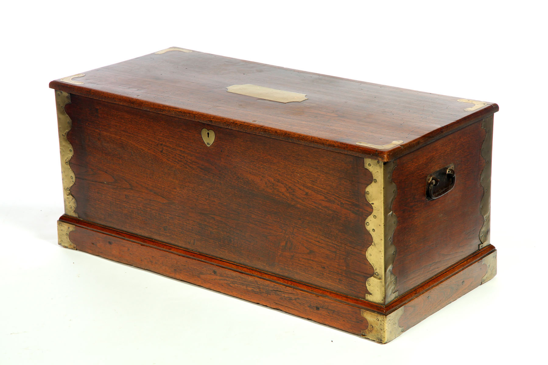 Appraisal: CHEST Probably England th century walnut Brass trimmed trunk Rich