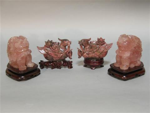 Appraisal: ANOTHER GROUP OF FOUR CHINESE HARDSTONES Including a pair of