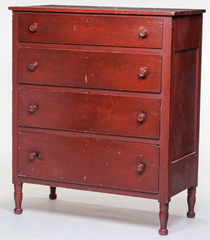 Appraisal: AMERICAN PAINTED SHERATON CHEST Second quarter th century pine Mortised