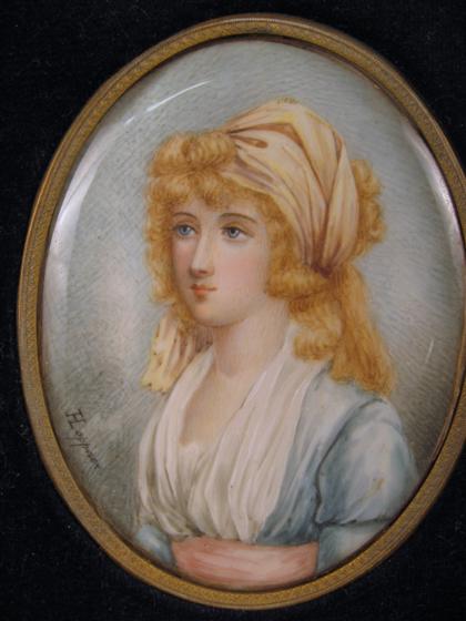 Appraisal: Continental miniature portrait on ivory Depicting the Viscountess St Asayish