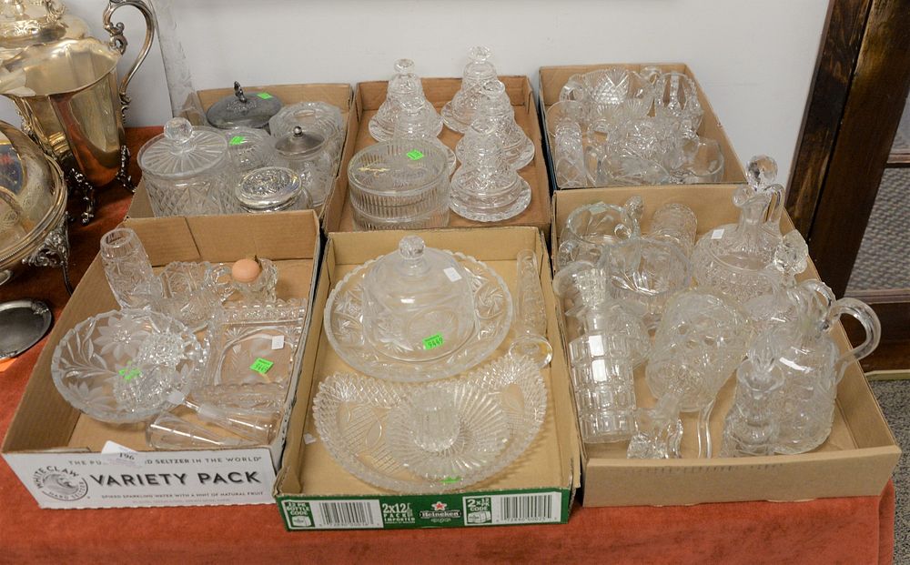 Appraisal: Six tray lots of cut glass crystal to include waterford