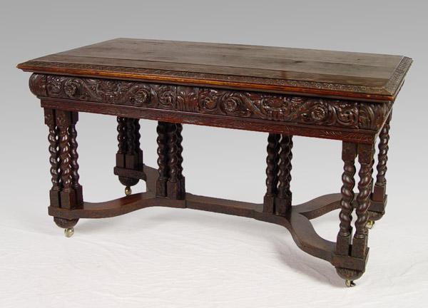 Appraisal: CARVED OAK LIBRARY TABLE ATTRIB TO RJ HORNER th C