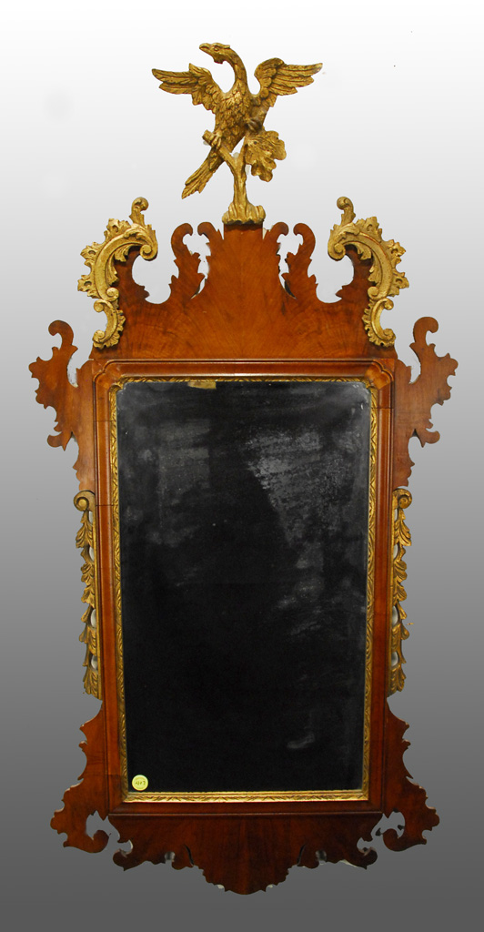 Appraisal: CHIPPENDALE STYLE CARVED GILTWOOD WALL MIRROR height inches width inches