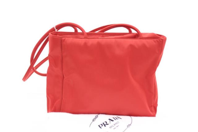 Appraisal: Prada Metropolis Rosso red nylon tote Two top handles with