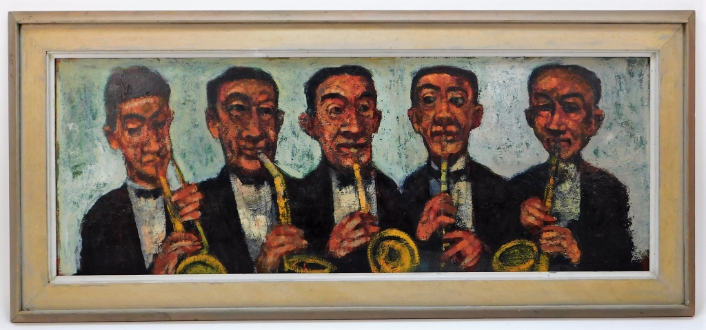 Appraisal: GORDON STEELE MODERNIST SAX QUINTET PAINTING New York - Titled